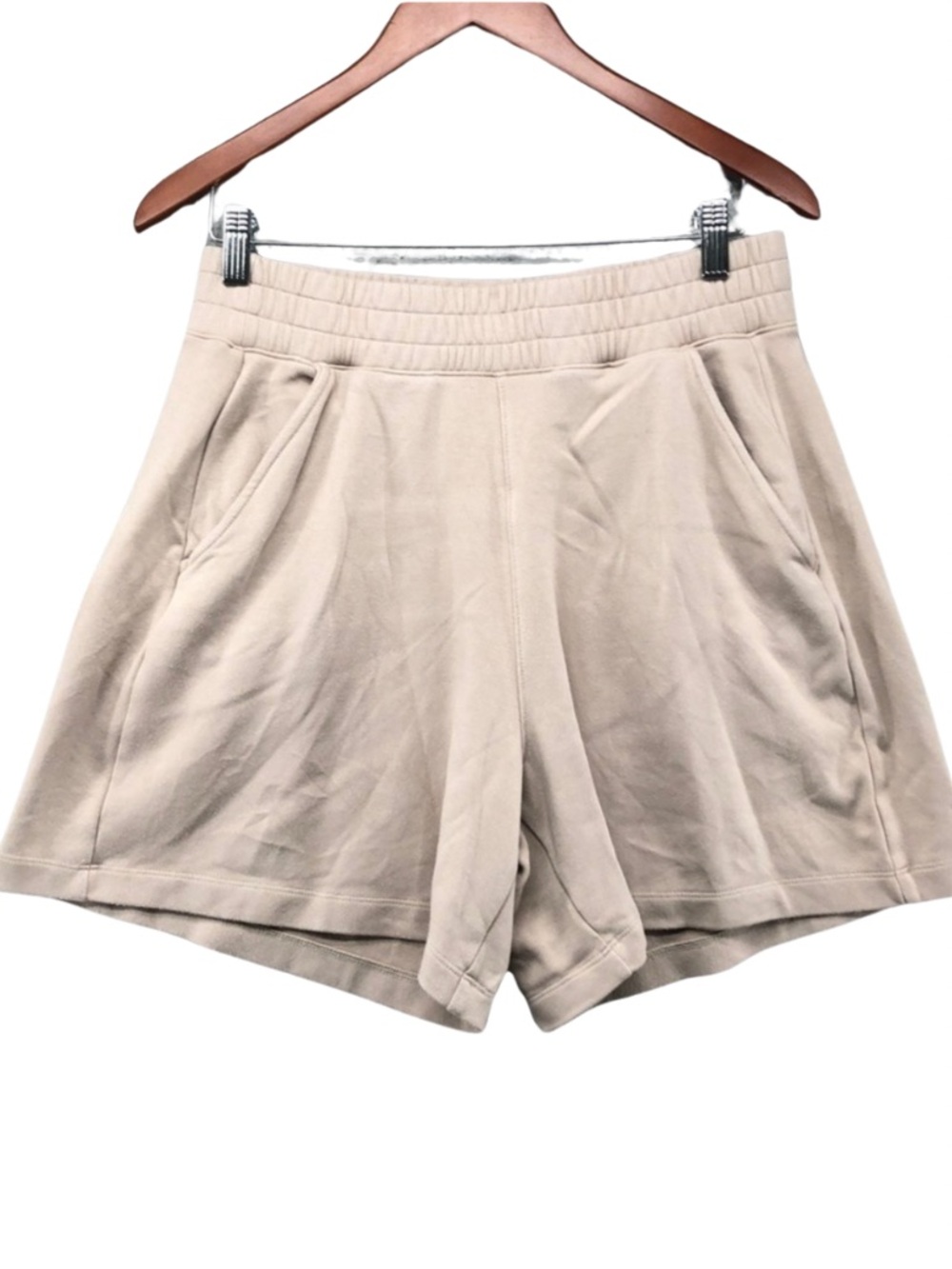 AYR Beige High-Rise Pull-On Lounge Shorts